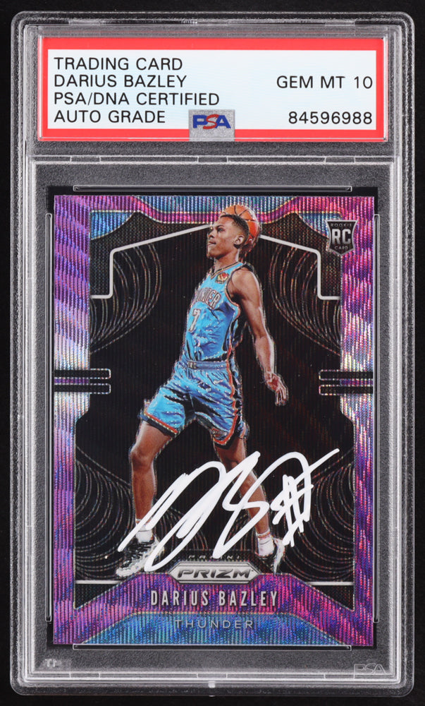 Darius Bazley Signed 2019-20 Panini Prizm Prizms Purple Wave #289 RC (PSA | Autograph Graded PSA 10) Rookie Card