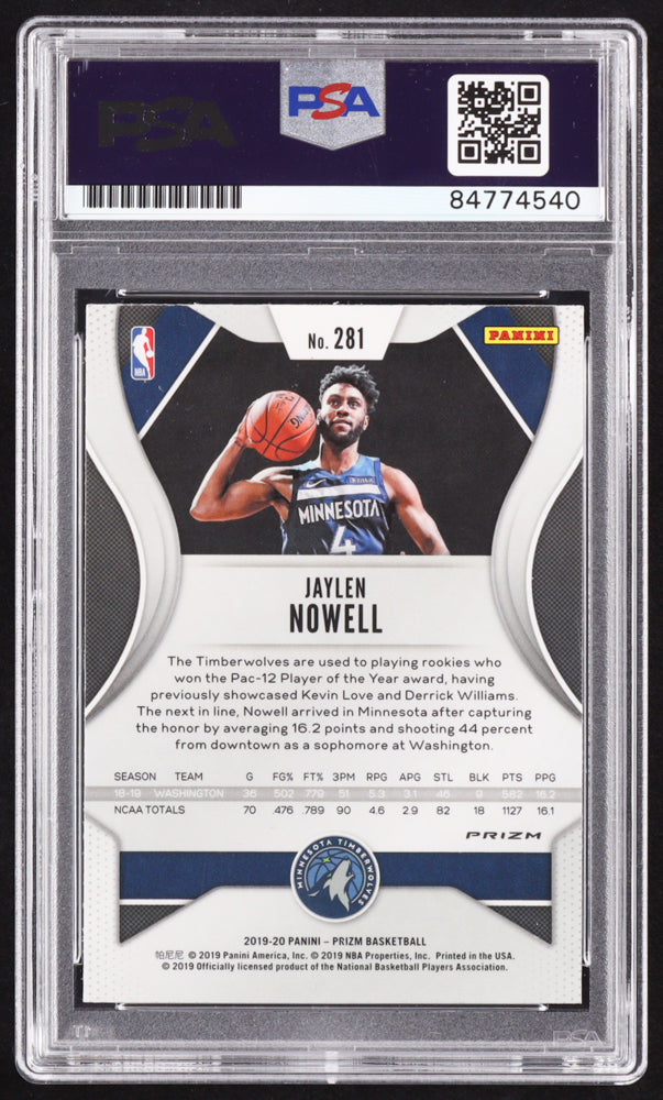 Jaylen Nowell Signed 2019-20 Panini Prizm Prizms Silver #281 RC (PSA | Autograph Graded PSA 10) Rookie Card