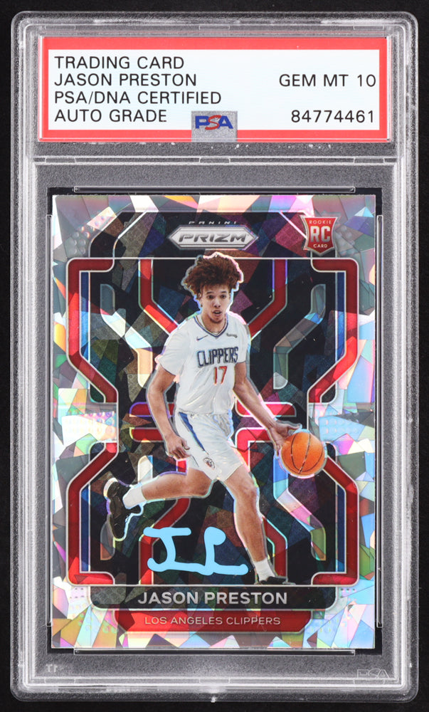 Jason Preston Signed 2021-22 Panini Prizm Prizms Ice #327 RC (PSA | Autograph Graded PSA 10) Rookie Card
