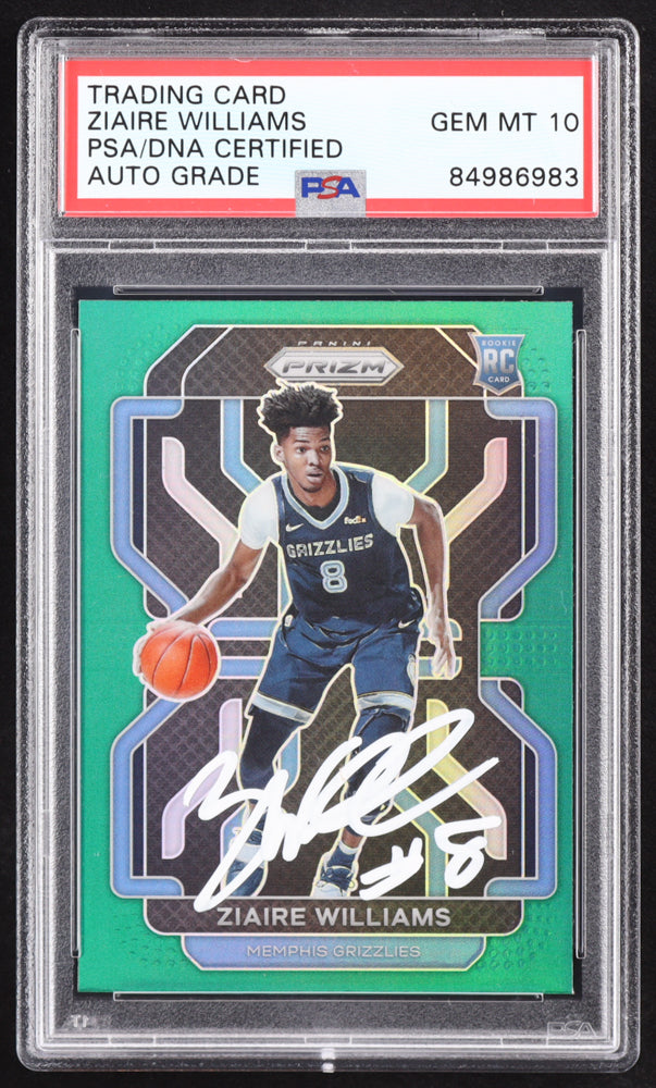 Ziaire Williams Signed 2021-22 Panini Prizm Prizms Green #313 RC (PSA | Autograph Graded PSA 10) Rookie Card