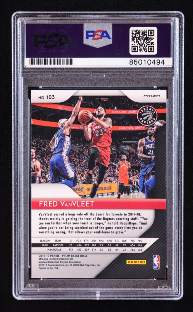 Fred VanVleet Signed 2018-19 Panini Prizm Prizms Silver #103 RC (PSA) Rookie Card