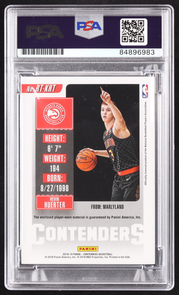 Kevin Huerter Signed 2018-19 Panini Contenders Rookie Ticket Swatches #20 RC (PSA | Auto 10) Rookie Card