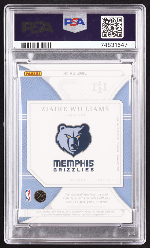 Ziaire Williams Signed 2021-22 Panini National Treasures Rookie Dual Materials Prime #22 #17/25 RC (PSA | Auto 10) Rookie Card | Serially Numbered #17 / 25