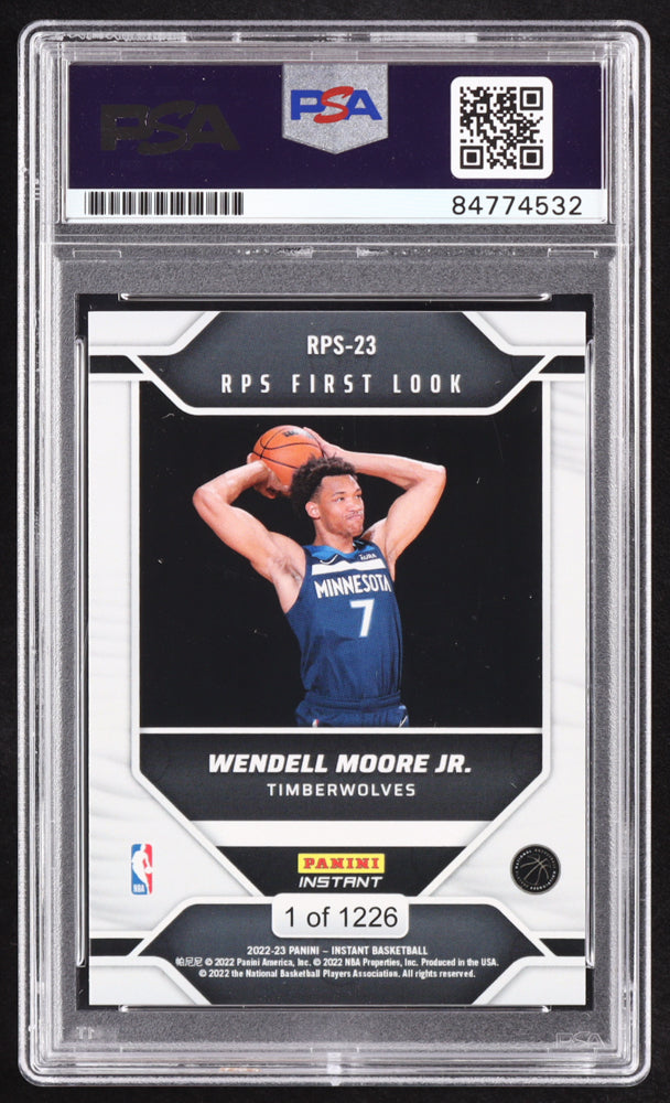 Wendell Moore Jr. Signed 2022-23 Panini Instant RPS First Look #RPS23 RC (PSA | Auto 9) Rookie Card