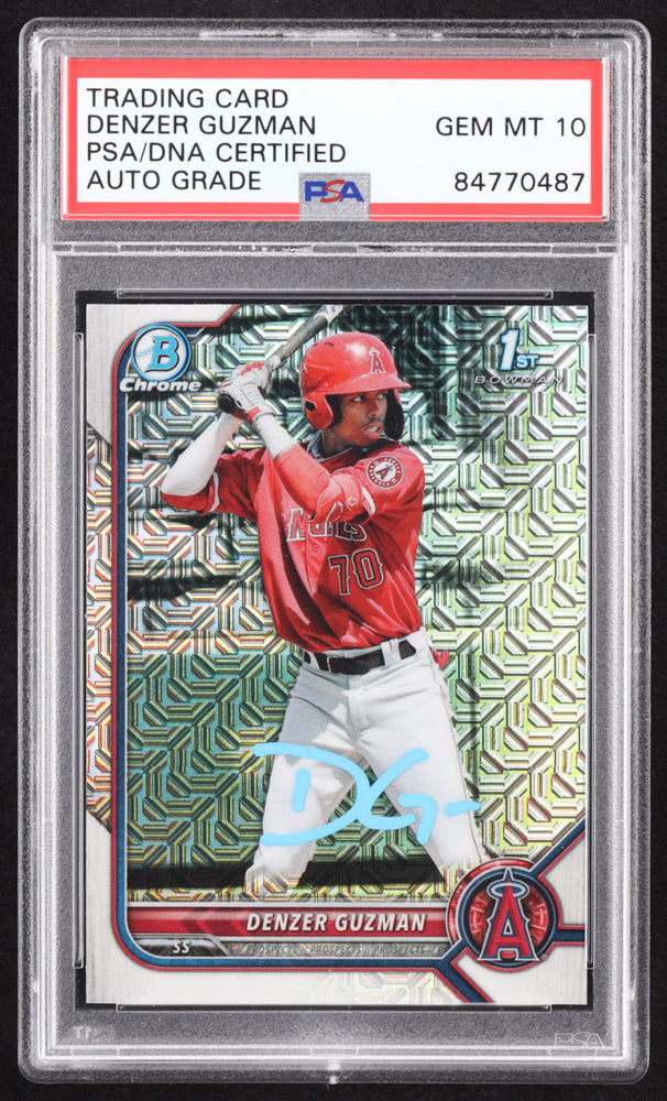 Denzer Guzman Signed 2022 Bowman Chrome Mega Box Prospects #BCP138 RC (PSA | Auto 10) Rookie Card