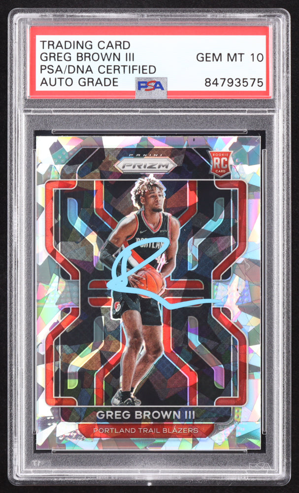 Greg Brown III Signed 2021-22 Panini Prizm Prizms Ice #291 RC (PSA | Auto 10) Rookie Card