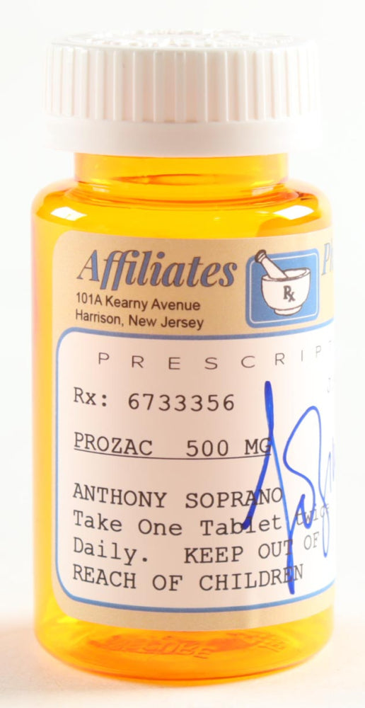 Lorraine Bracco Signed (JSA) "The Sopranos" Prop Prozac Pill Bottle - Dr. Jennifer Melfi