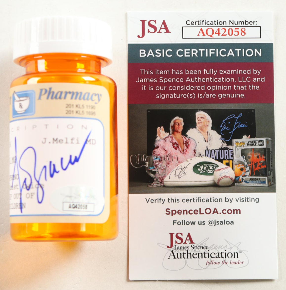 Lorraine Bracco Signed (JSA) "The Sopranos" Prop Prozac Pill Bottle - Dr. Jennifer Melfi
