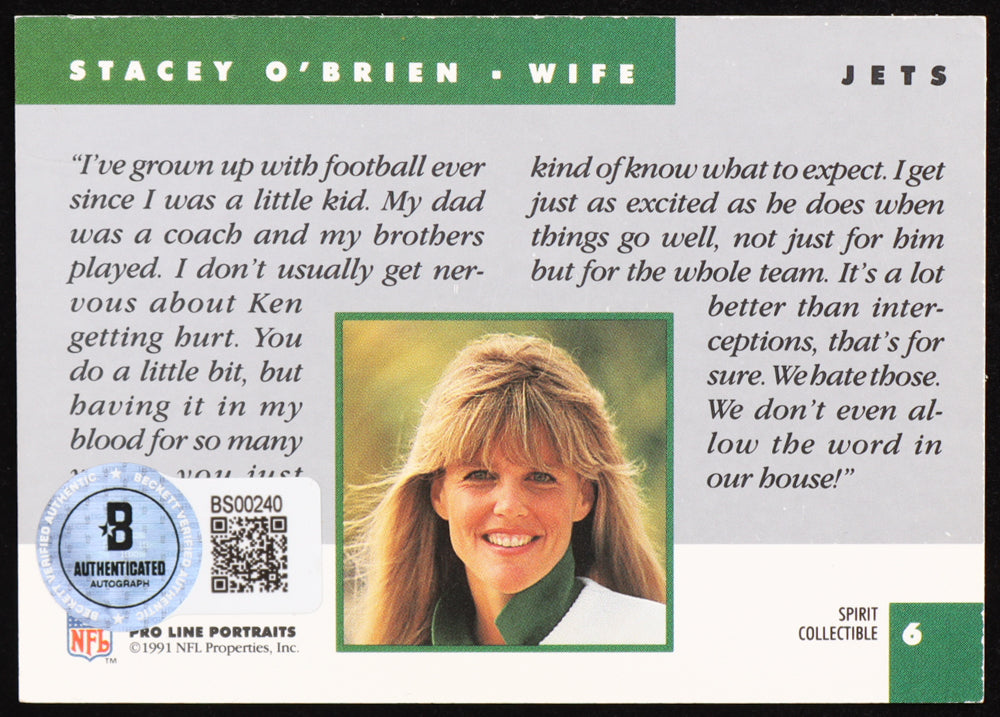 Stacey O'Brien Signed (Beckett) 1991 Pro Line Portraits Wives Autographs #6