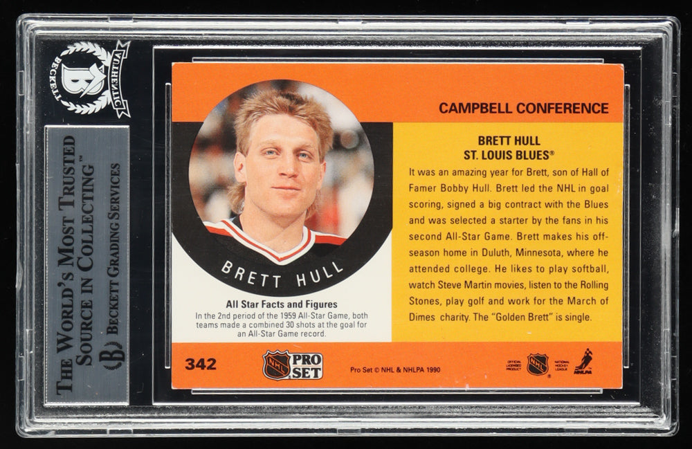 Brett Hull Signed 1990-91 Pro Set #342 AS (BGS)