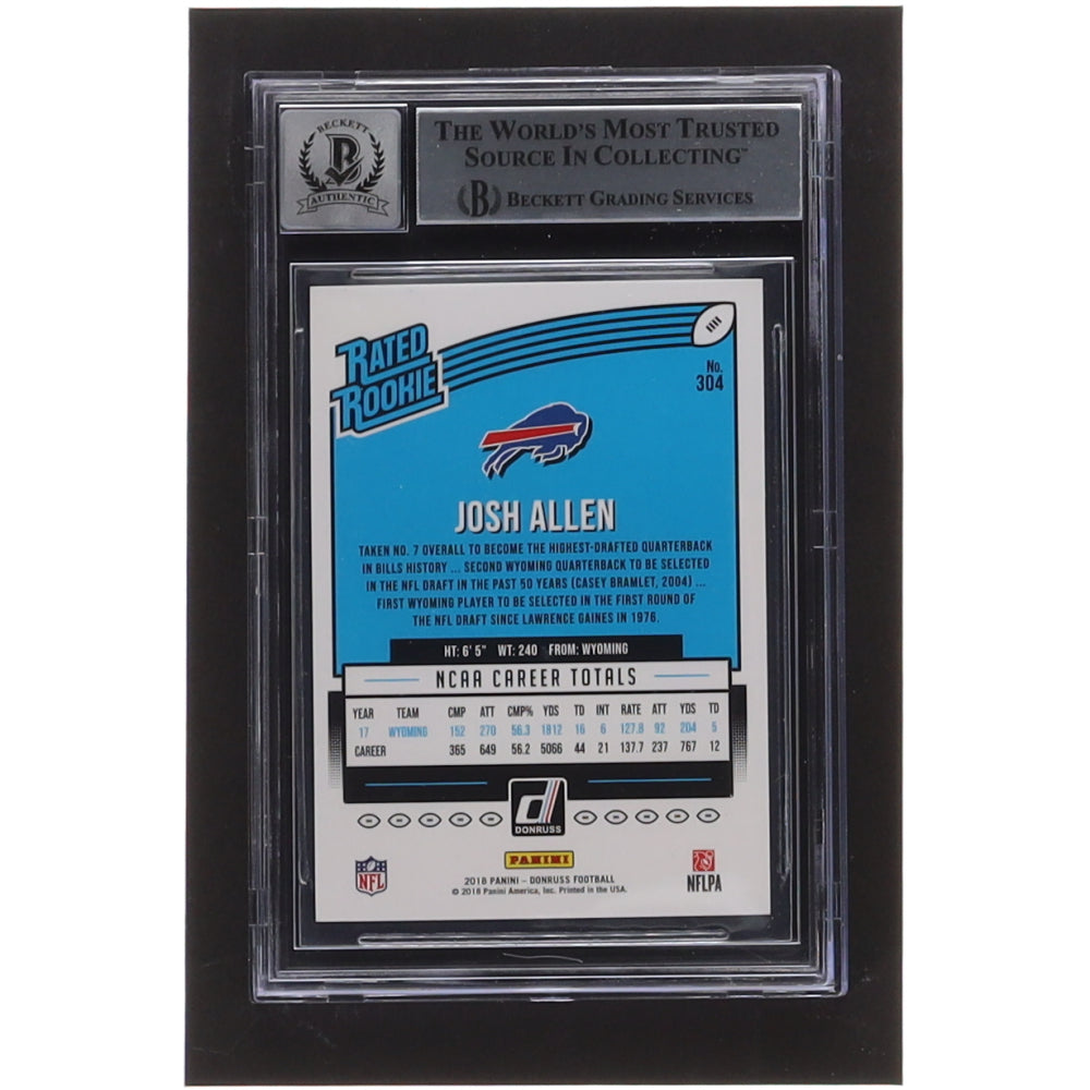 Josh Allen Signed 2018 Donruss #304 RR RC (BGS 9) - Autograph Graded Beckett (BGS) 10 | Rookie Card