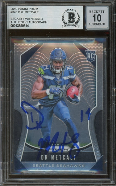 Seahawks D.K. Metcalf Signed 2019 Panini Prizm #343 RC Auto 10