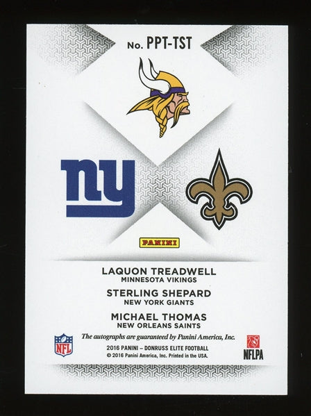 Michael Thomas/Sterling Shepard/Laquon Treadwell 2016 Panini Donruss Elite Pen Pals Autographed #PPT-TST - Rookie Card
