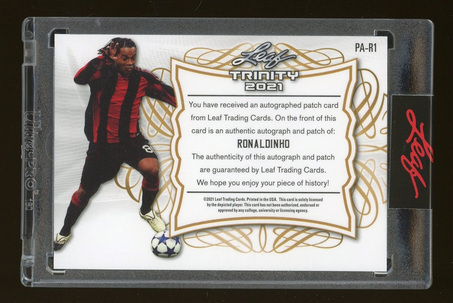 Ronaldinho 2021 Leaf Trinity Autograph Relic #PA-R1 - Serially Numbered #8 of 25