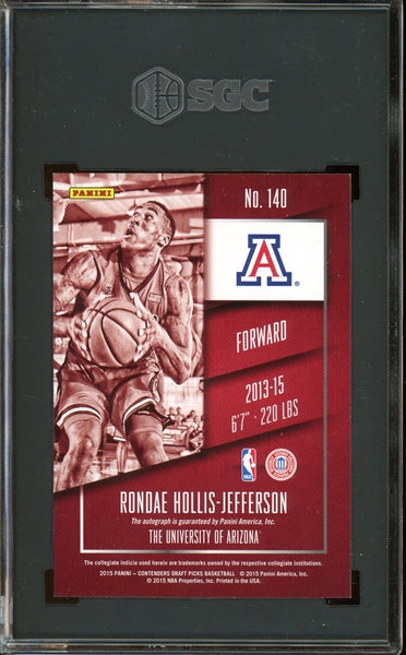 Rondae Hollis-Jefferson 2015 Panini Contenders Draft Picks Playoff Ticket Autograph #140 - #5 of 15 - Graded Mint 9 (SGC) with Graded 10 Auto - Rookie Card