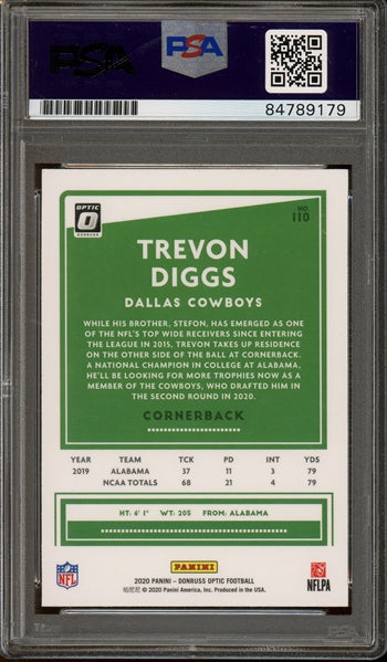 Trevon Diggs Signed 2020 Panini Donruss Optic #110- Autograph Graded PSA 10 - Rookie Card