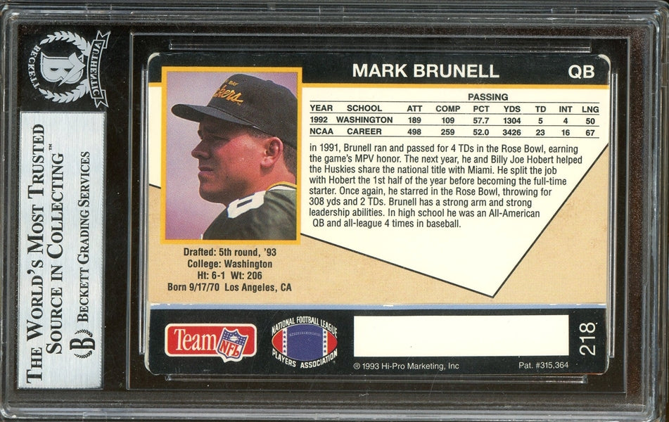 Mark Brunell Signed 1993 Action Packed #218- BAS Authentic - Rookie Card
