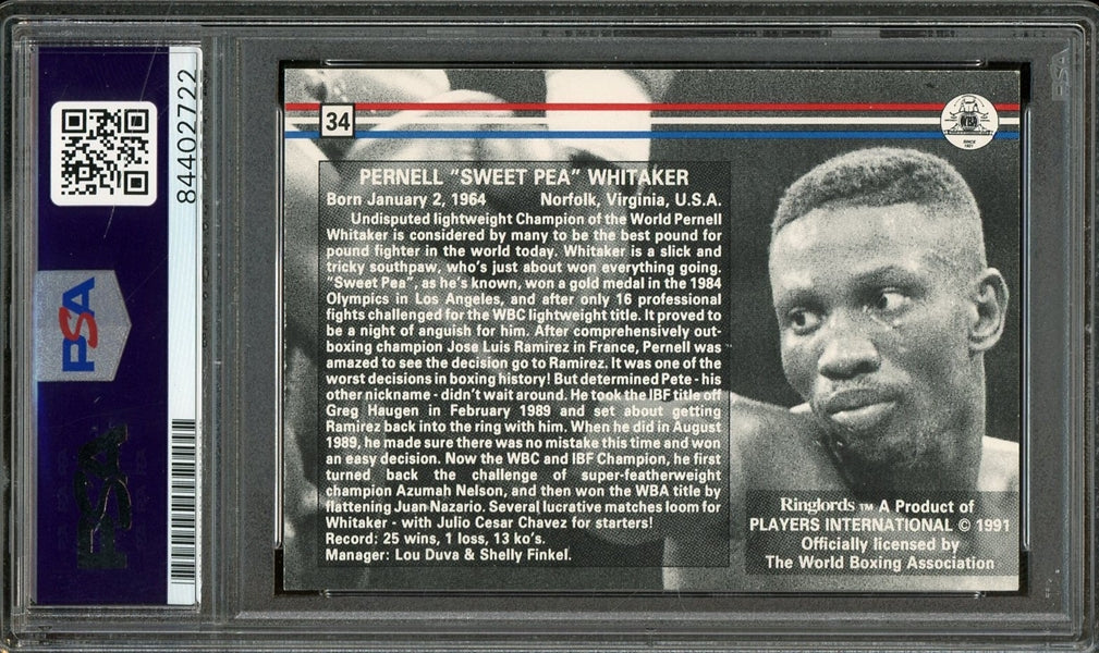 Pernell Whitaker Signed 1991 Player's International Ringlords RC - PSA/DNA Authentic - Rookie Card