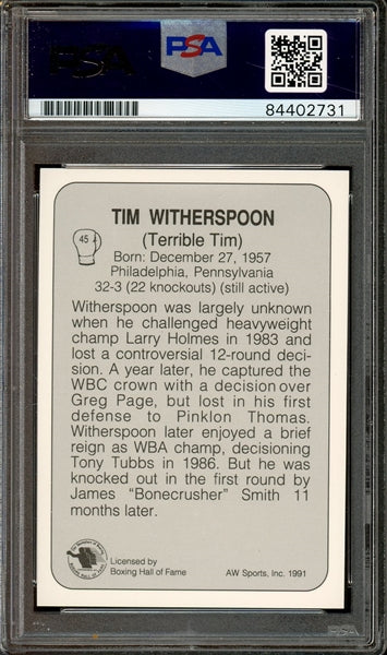 Tim “Terrible” Witherspoon Signed 1991 Boxing Hall of Fame Card #45- PSA/DNA Authentic