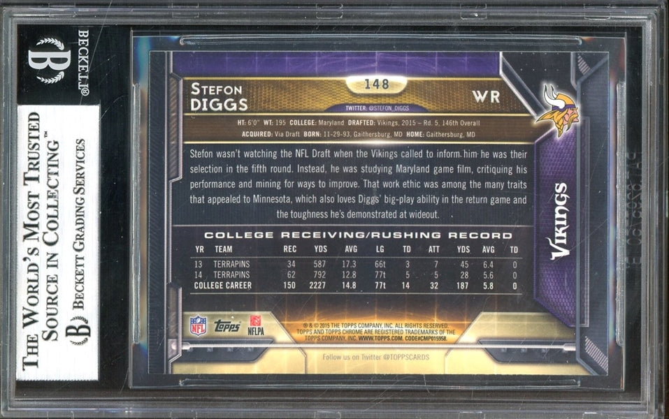 Stefon Diggs Signed 2015 Topps Chrome #148 (BAS Authentic) - Rookie Card