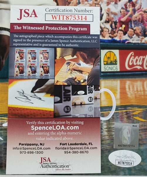 Shawn Kemp Signed Seattle Supersonics 8x10 Photo (JSA Witness COA)