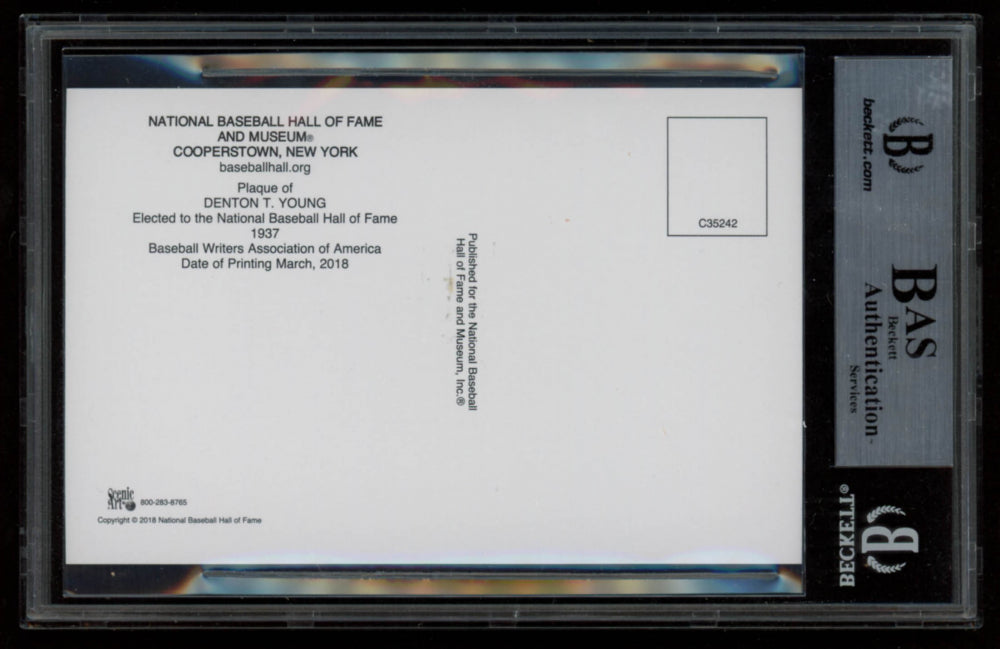 Cy Young Authentic Handwritten Word Gold Hall of Fame Postcard (BGS Encapsulated)