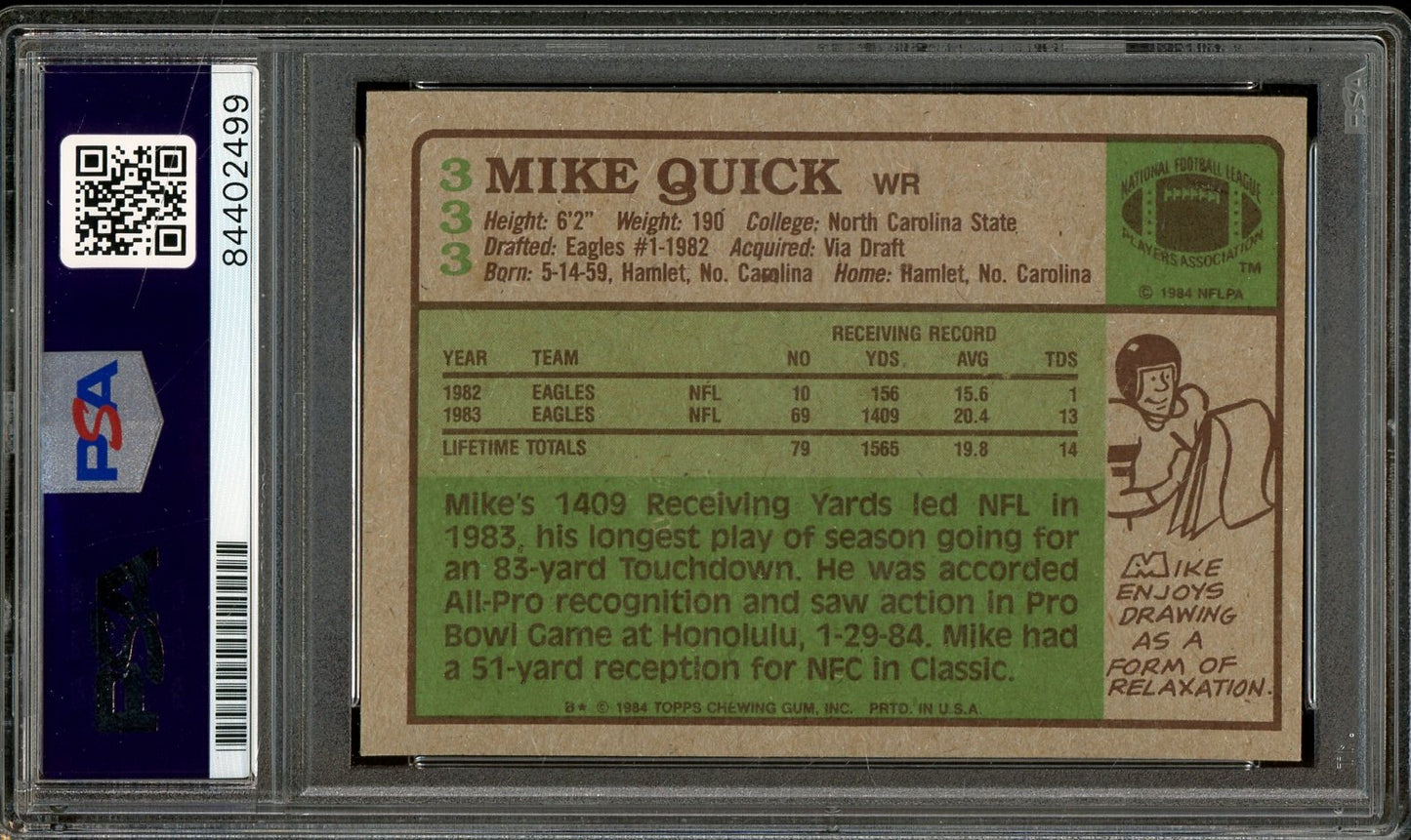 Mike Quick Signed 1984 Topps #333- PSA/DNA Authentic