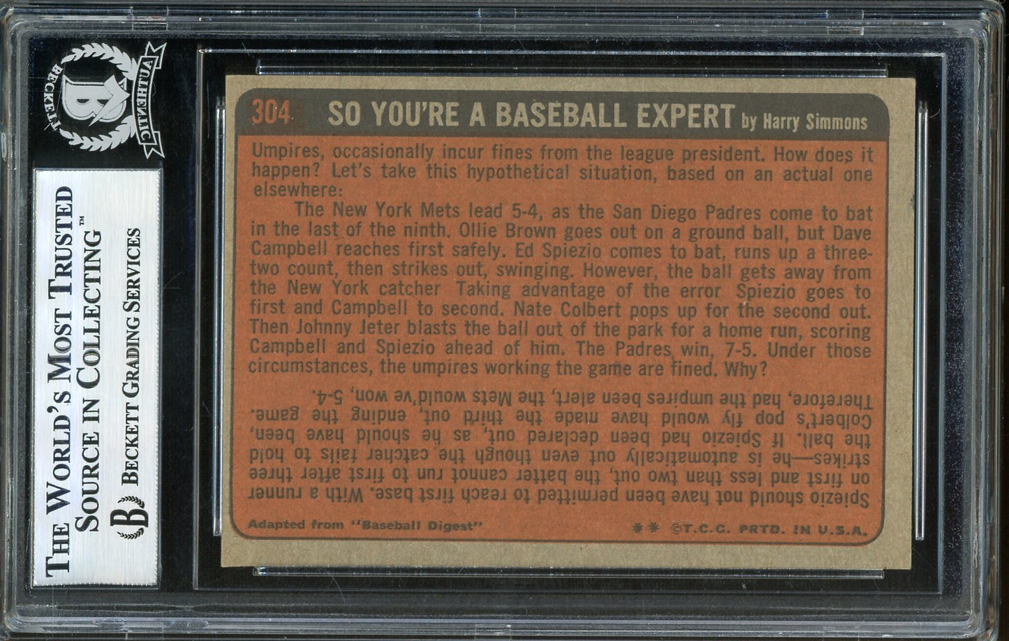 Joe Pepitone Signed 1972 Topps In Action #304- BAS Authentic