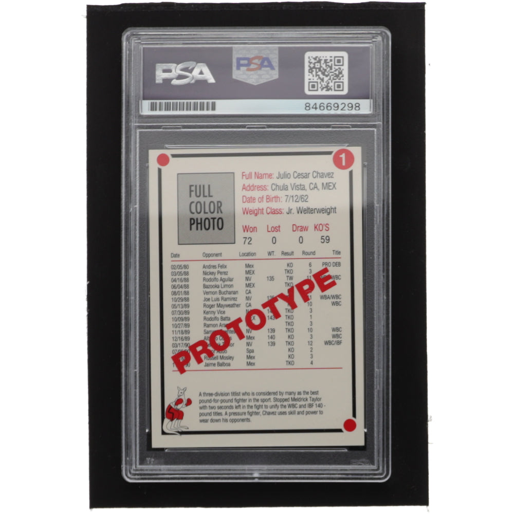 Julio Cesar Chavez Signed 1991 Kayo Prototype #1 - Autograph Graded PSA 10