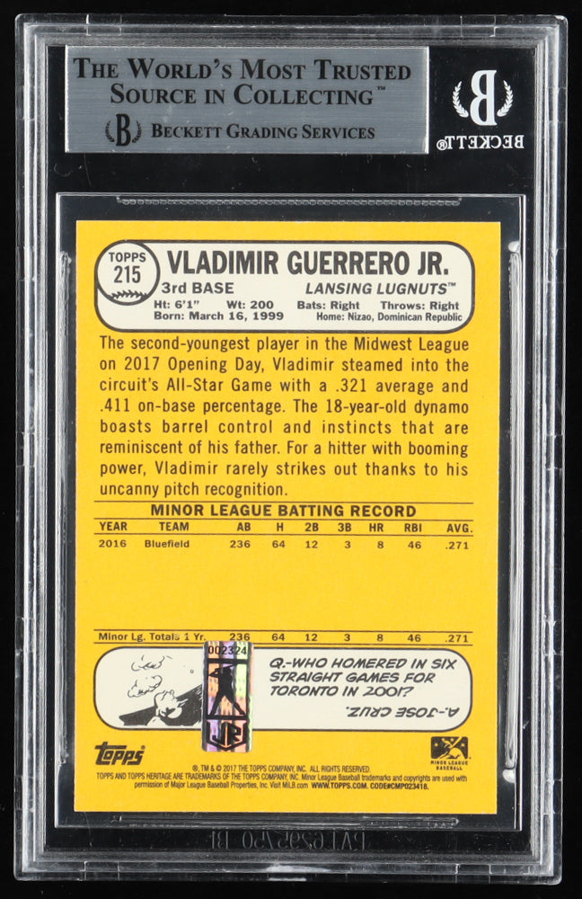 Vladimir Guerrero Jr. Signed 2017 Topps Heritage Minors #215 SP RC(BGS) Rookie Card