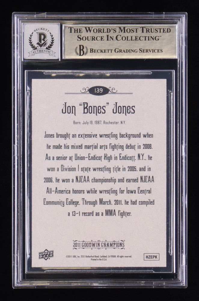 Jon "Bones" Jones Signed 2011 Upper Deck Goodwin Champions #139 Autograph Graded Beckett (BGS) 10