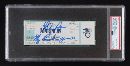 Nolan Ryan Signed 1993 Rangers vs Mariners Original Last Game Played Ticket Inscribed "My Last Game" - Autograph Graded PSA 10