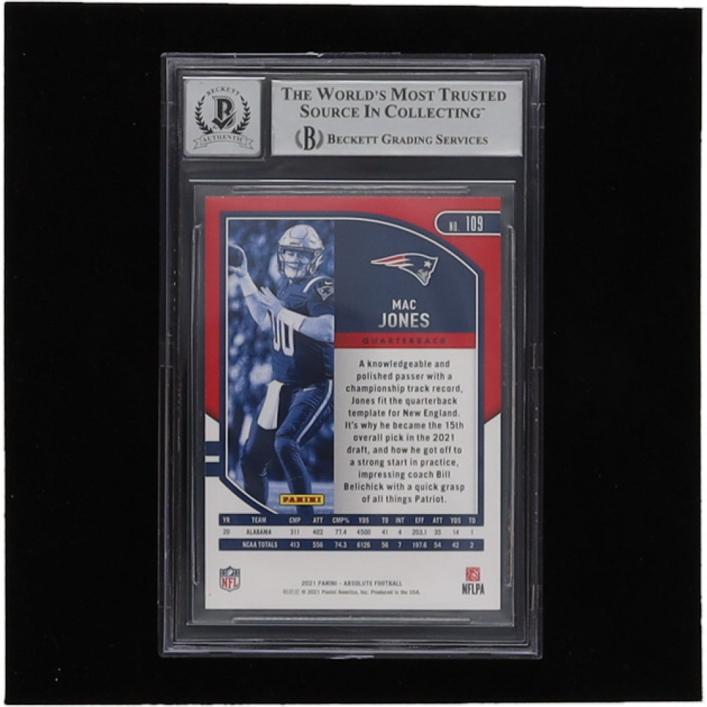 Mac Jones Signed 2021 Absolute #109 RC - Autograph Graded (BGS) 10 | Rookie Card