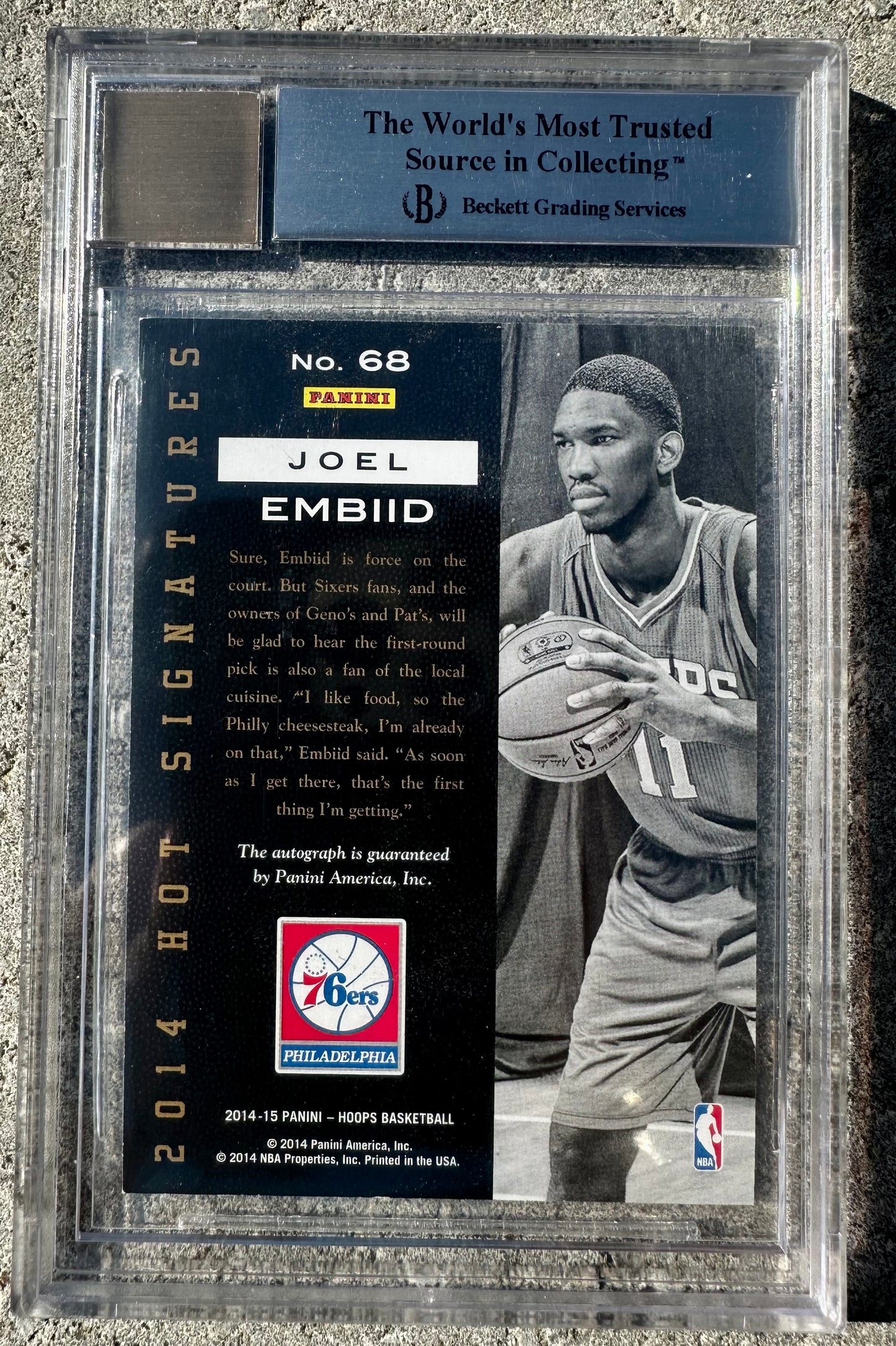 Joel Embiid 2014 Hoops Hot Signatures #68 RC (BGS 8.5) - Auto Graded BGS 9 - Rookie Card