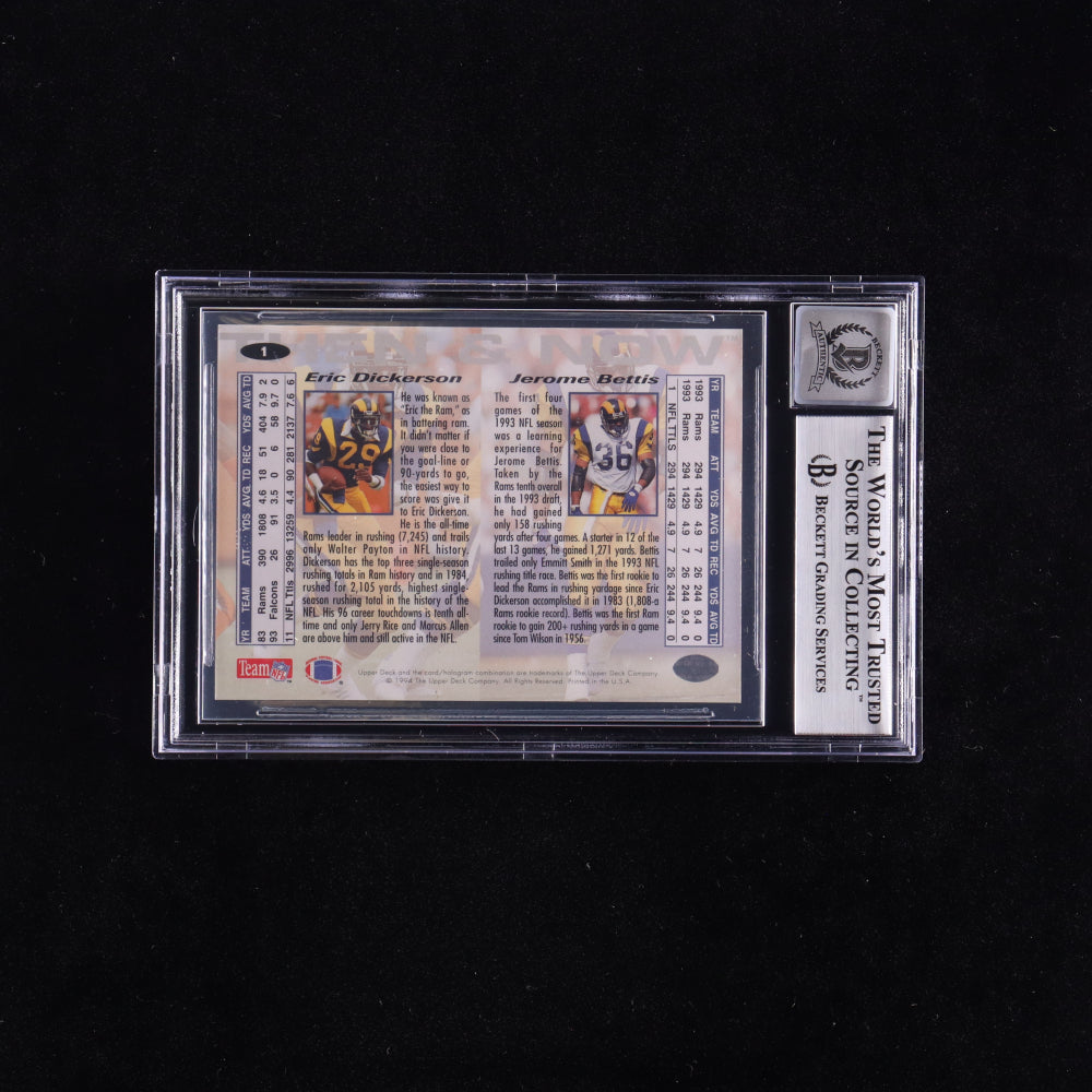 Jerome Bettis & Eric Dickerson Signed 1994 Collector's Choice Then and Now #1 - Autograph Graded Beckett (BGS) 10