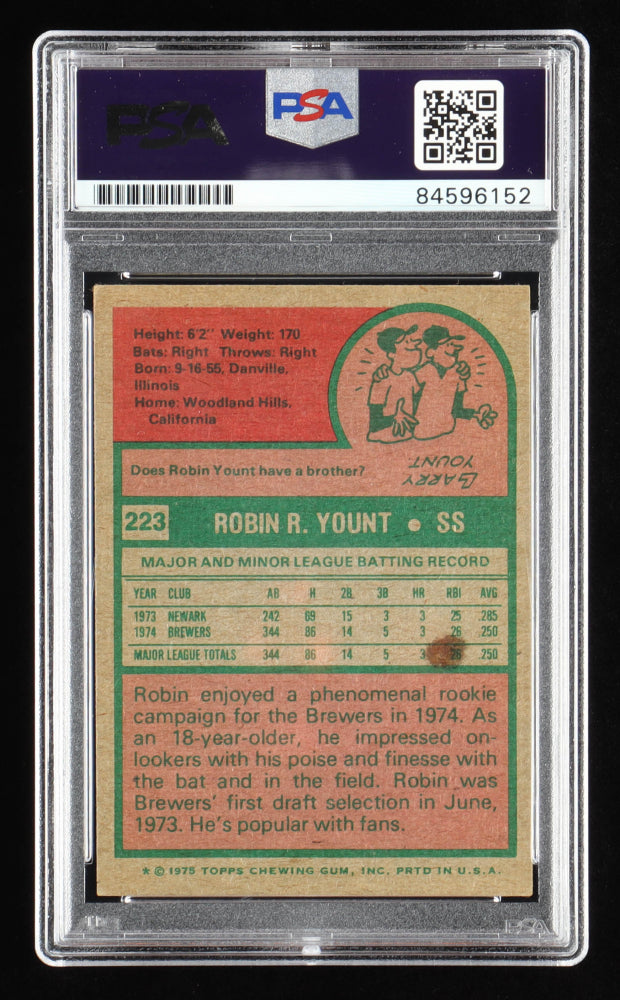 Robin Yount Signed 1975 Topps #223 RC Autograph Graded (PSA) 10 - Rookie Card
