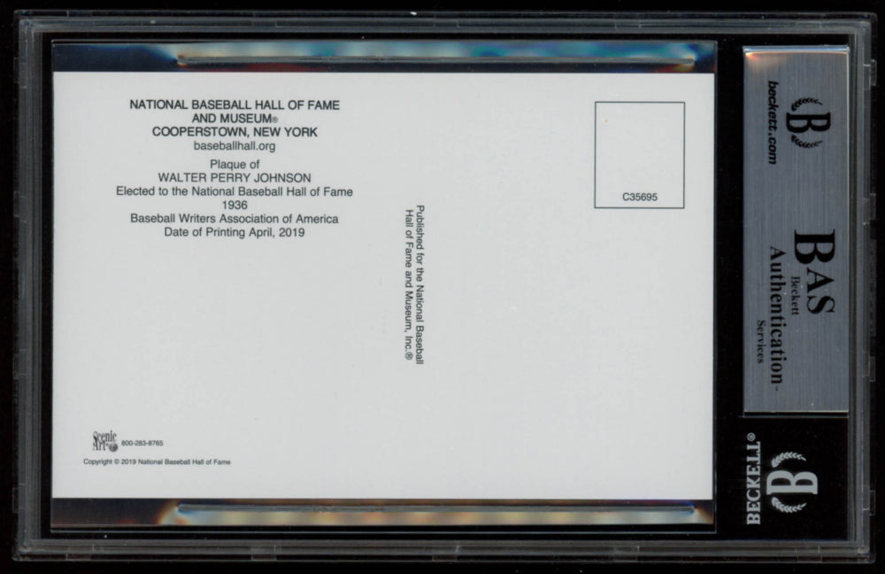 Walter Johnson Authentic Handwritten Word Gold Hall of Fame Postcard (BGS)