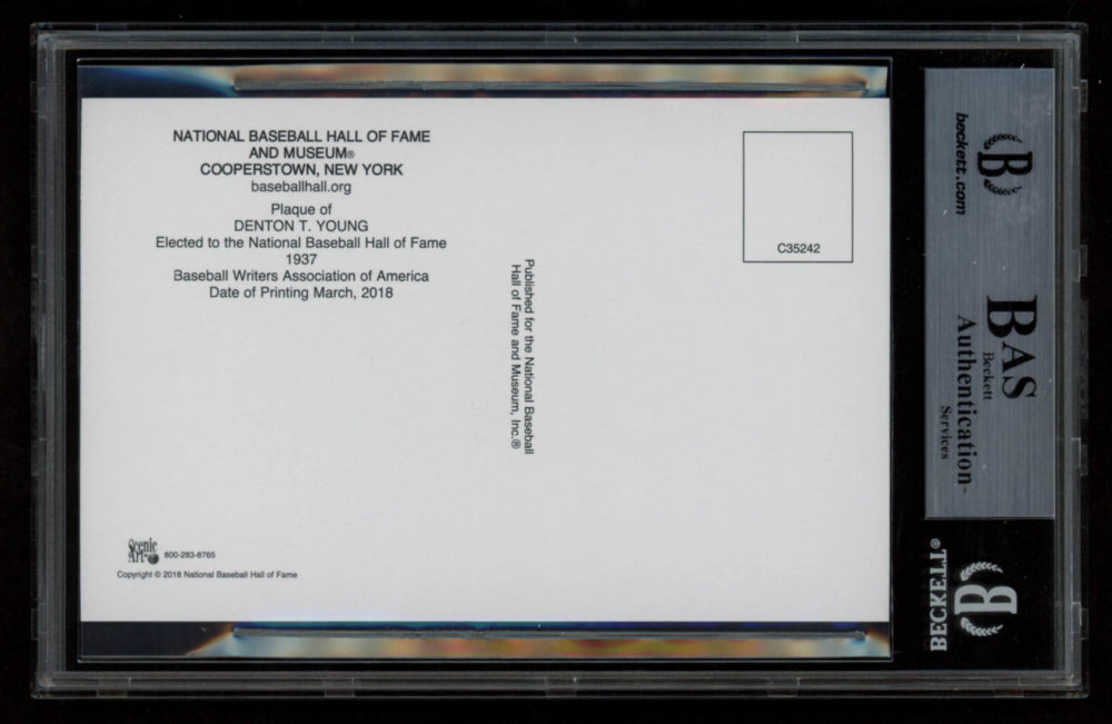 Cy Young Authentic Handwritten Word Gold Hall of Fame Postcard (BGS Encapsulated)