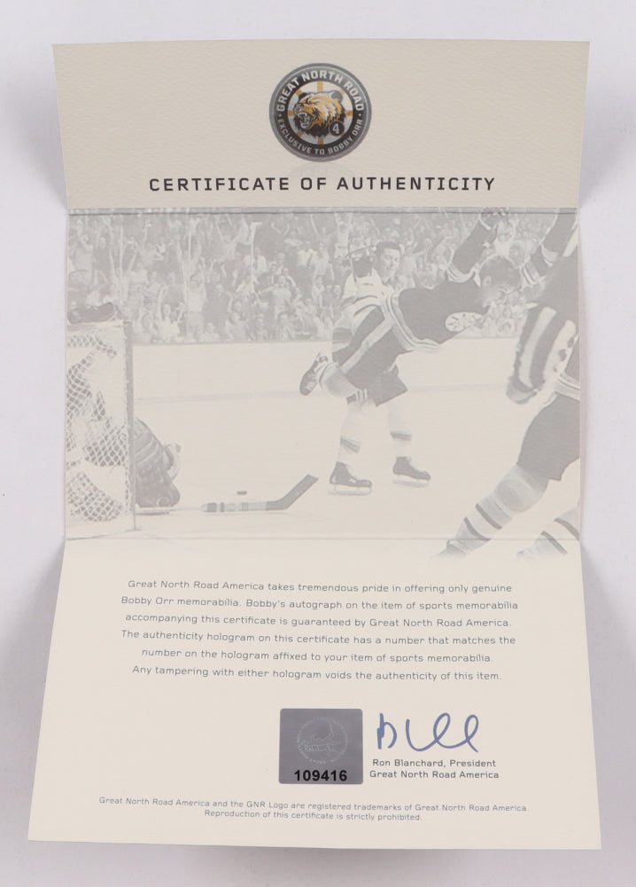 Bobby Orr Signed Bruins Logo Hockey Puck (Great North Road Marketing COA)