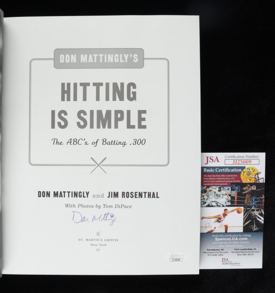 Don Mattingly Signed "Hitting is Simple" Softcover Book (JSA COA)