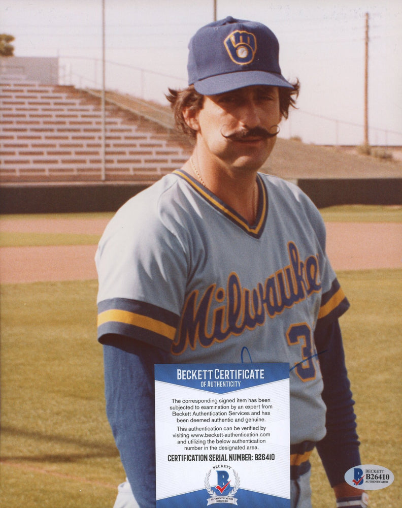 Rollie Fingers Signed Brewers 8x10 Photo (Beckett COA)