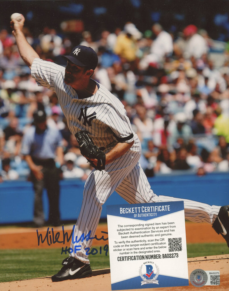 Mike Mussina Signed (Beckett COA) Yankees 8x10 Photo Inscribed "HOF 2019"