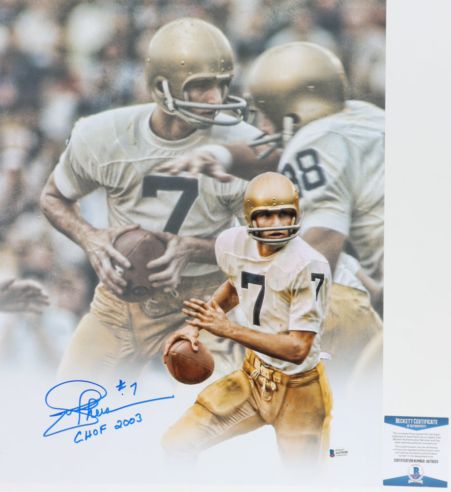 Joe Theismann Signed (Beckett COA) Notre Dame Fighting Irish 16x20 Photo Inscribed "CHOF 2003"