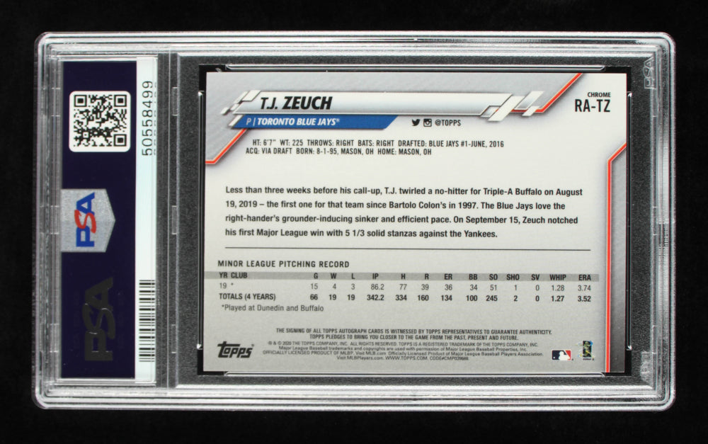 T.J. Zeuch 2020 Topps Chrome Rookie Autographs #RATZ RC (PSA 10) Rookie Card