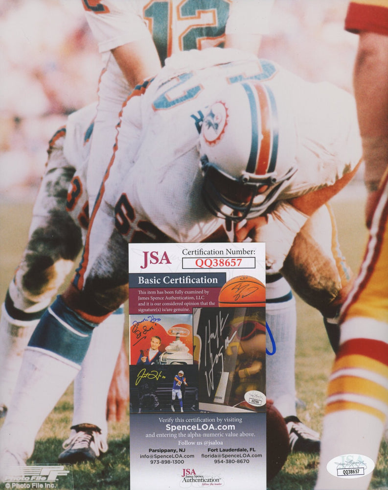 Jim Langer Signed Dolphins 8x10 Photo (JSA COA)