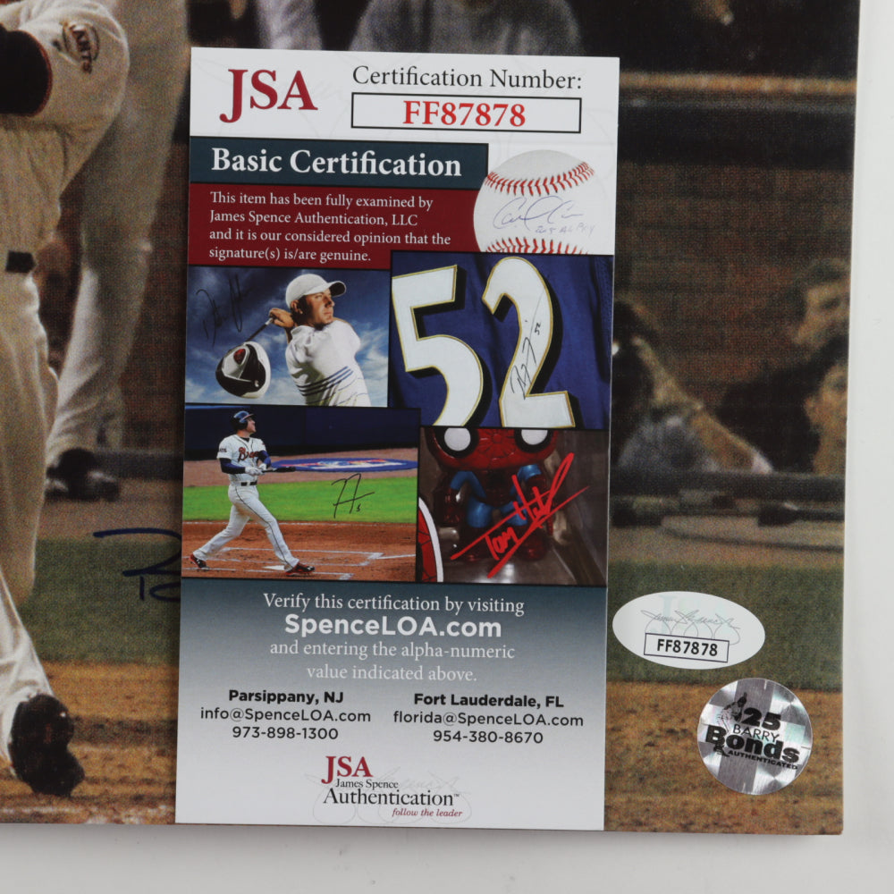 Barry Bonds Signed Giants 11x14.5 Photo (Bonds Hologram & JSA COA) Official Barry Bonds Hologram