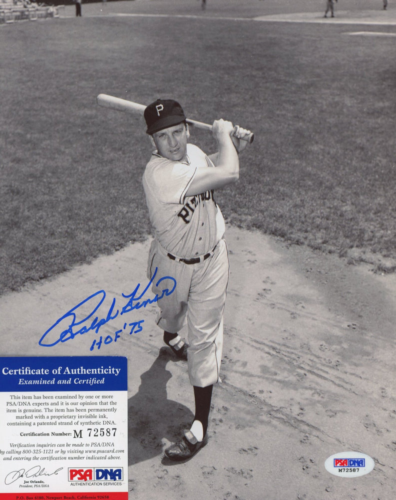 Ralph Kiner Signed Pirates 8x10 Photo Inscribed "HOF '75" (PSA COA)
