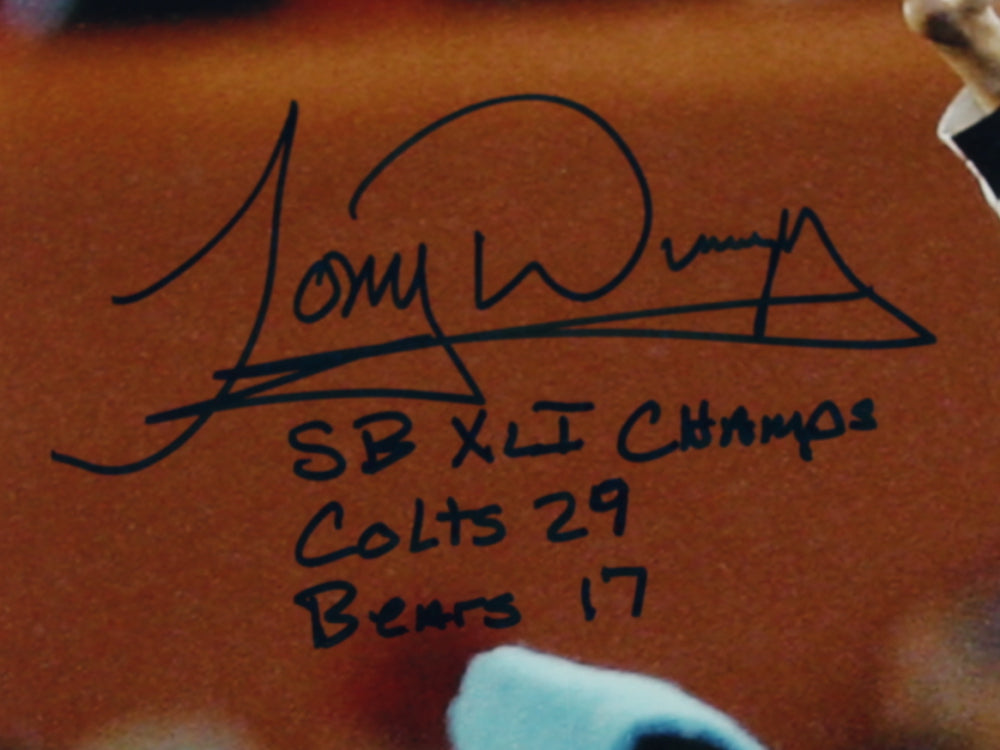 Tony Dungy Signed (Steiner COA) Colts 16x20 Photo Inscribed "SB XLI Champs" & "Colts 29 Bears 17"