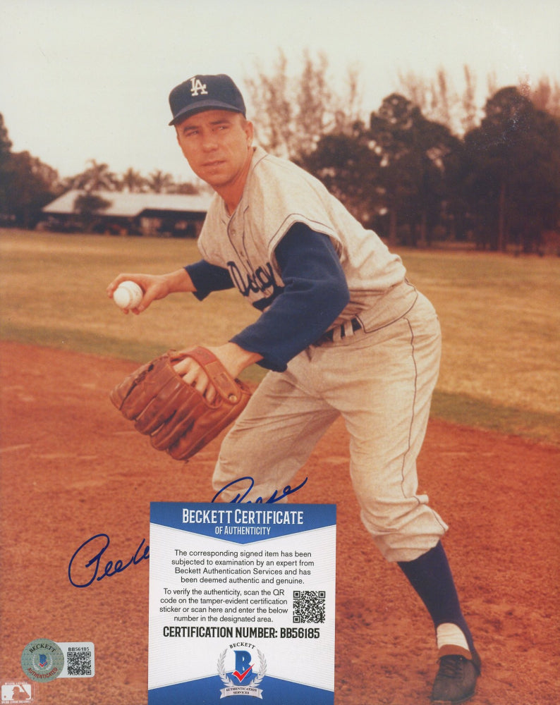 Pee Wee Reese Signed Dodgers 8x10 Photo (Beckett COA)