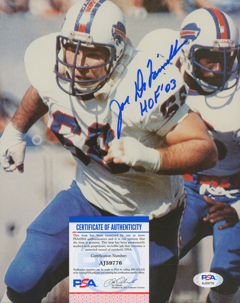 Joe DeLamielleure Signed Bills 8x10 Photo Inscribed "HOF '03" (PSA COA)